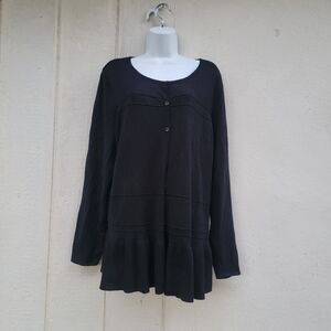 J Jason Wu button front longsleeve cardigan  black 2X